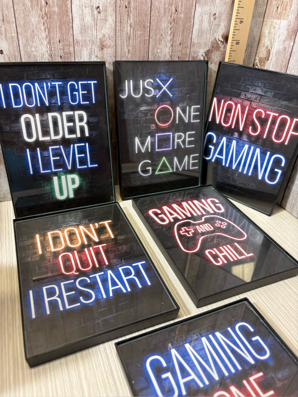 6 Gaming Wall Art decor framed - Multi-Color 5x7